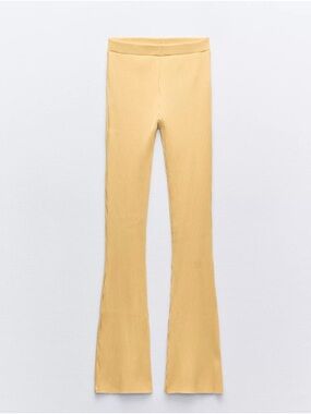 Zara FLARED RIBBED PANTS
S| LIGHT YELLOW 
Ribbed Flared Leggings in Soft Yellow